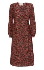 La Doublej Wrap-effect Belted Midi Animal Print Dress
