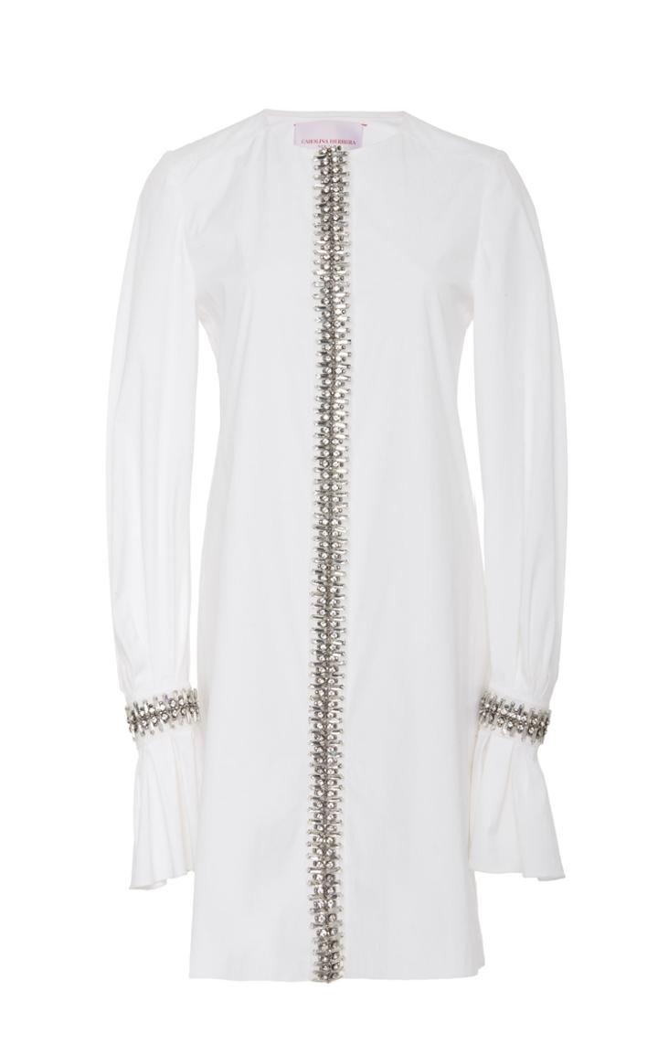 Carolina Herrera Embellished Cotton Blend Mini Shift Dress