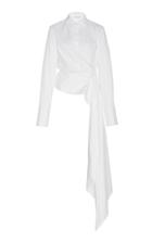 Oscar De La Renta Sash-tie Accented Poplin Blouse