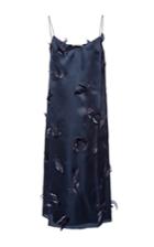 Nina Ricci Blue Silk Dress With Feather Detailing