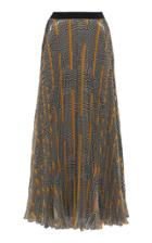 Giambattista Valli Printed Metallic Silk Chiffon Maxi Skirt