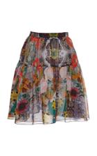 Moda Operandi Burnett New York Printed Chiffon Ruffle-hem Mini Skirt Size: 4