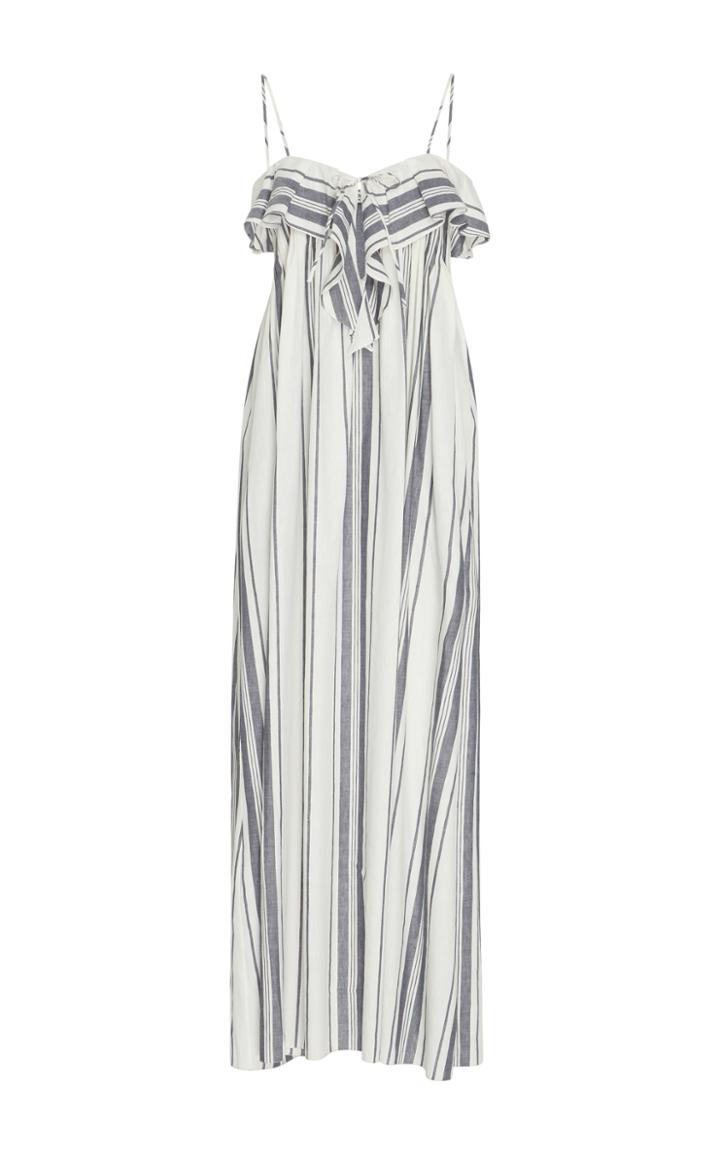 Three Graces London Miranda Striped Linen And Cotton-blend Maxi Dress