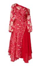 Amur Lorraine Floral-patterned Off-the-shoulder Midi Dress