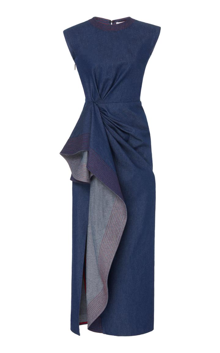 Moda Operandi Prabal Gurung Asymmetric Draped Cotton Midi Dress Size: 0