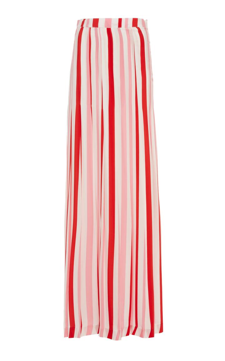 Rebecca De Ravenel Al Fresco Stripe Silk Crepe De Chine Skirt
