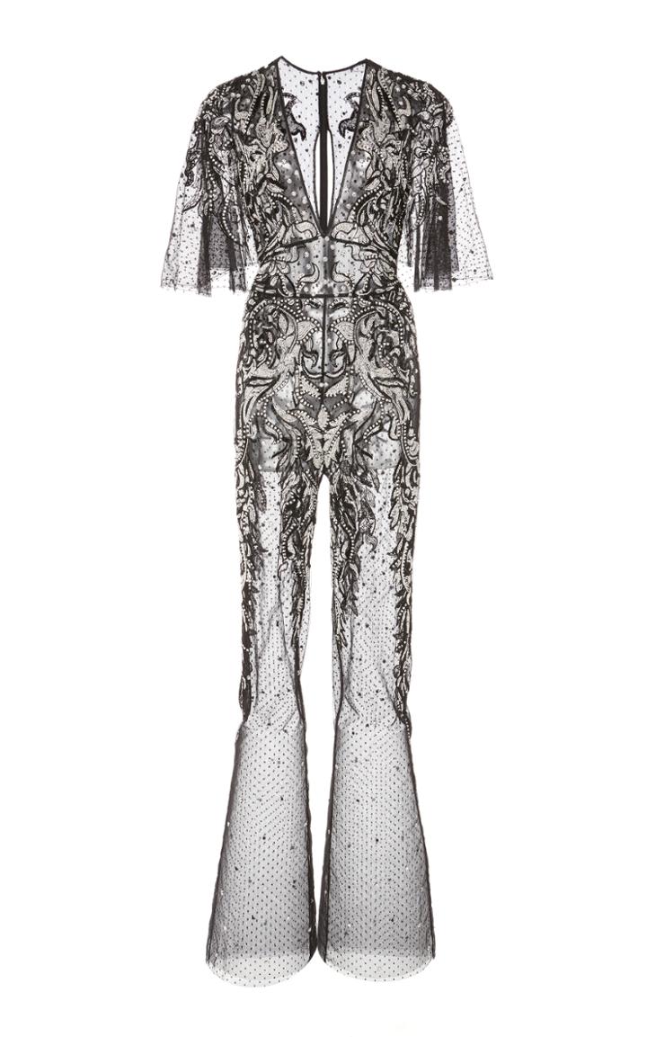Zuhair Murad Short Sleeve Embellished Jumpsuit