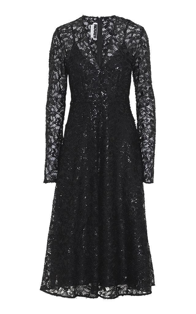 Rotate Sheer Sequin-embellished High-slit Dress