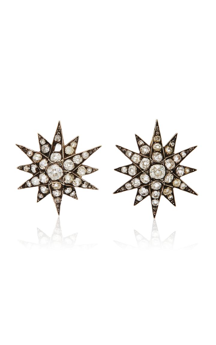 Moda Operandi Jenna Blake One Of A Kind 18k White Gold Diamond Star Earrings