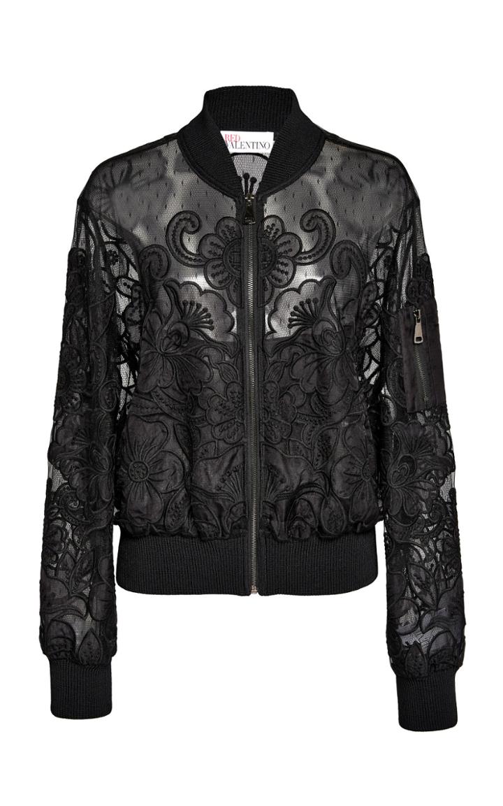 Red Valentino Cutout Organza Bomber Jacket