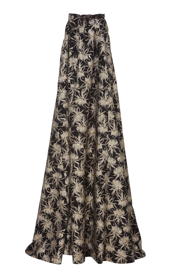 Rochas Strapless Floral Brocade Gown