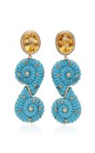 Rodrigo Massot 18k Gold, Diamond, Citrine, And Turquoise Earrings