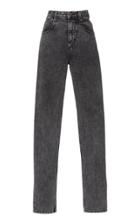 Pushbutton High-rise Straight-leg Acid Wash Jeans