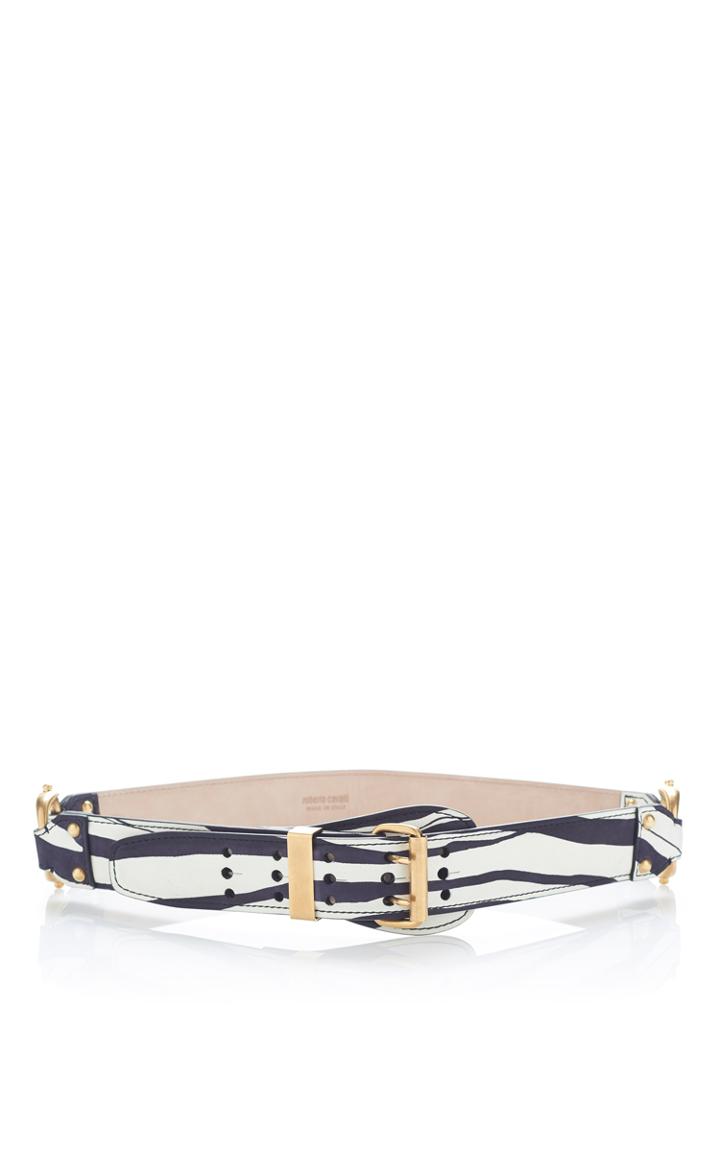 Roberto Cavalli Zebra Printed Calfskin Hip Belt