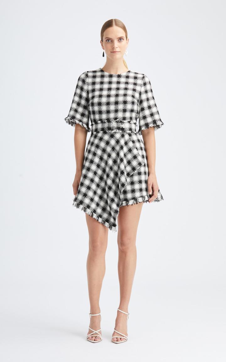 Moda Operandi Oscar De La Renta Draped Plaid Mini Dress