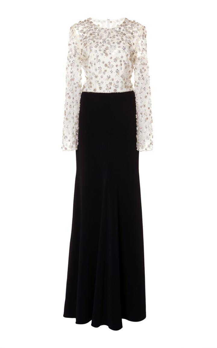 Jenny Packham Malvina Embellished Two-tone Gown