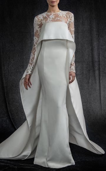 Elizabeth Kennedy Bridal Strapless Gown With Overcape