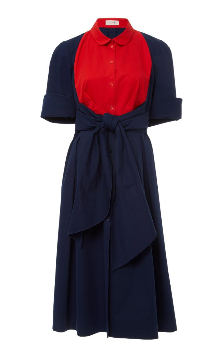 Delpozo Bicolor Cotton Shirt Dress