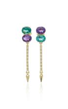 Sarah Hendler Shirley 18k Yellow Gold Amethyst And Green Quartz Earrings
