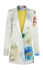 Adriana Iglesias Floral Silk Satin Boyfriend Jacket