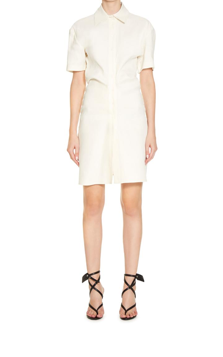 Moda Operandi Off-white C/o Virgil Abloh Draped Linen Shirt Dress Size: 36