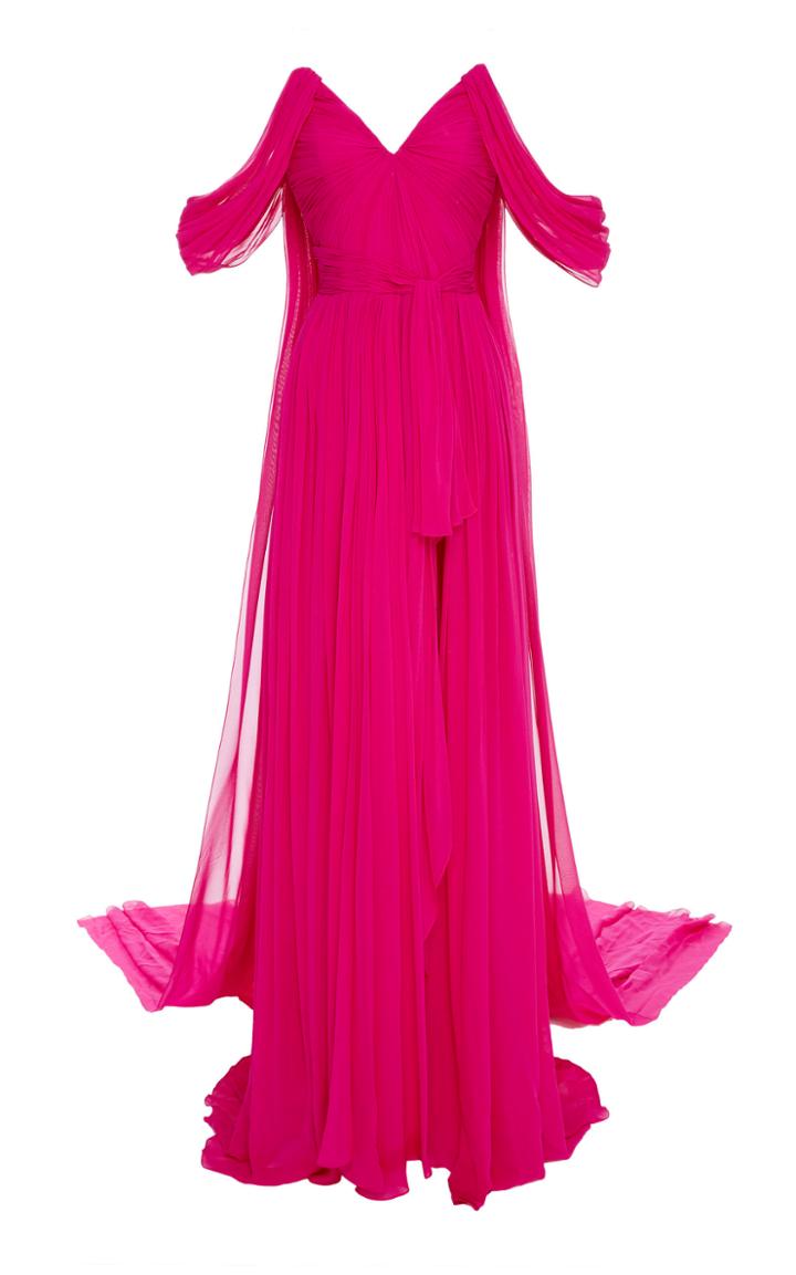Pamella Roland Off-the-shoulder Silk Chiffon Gown