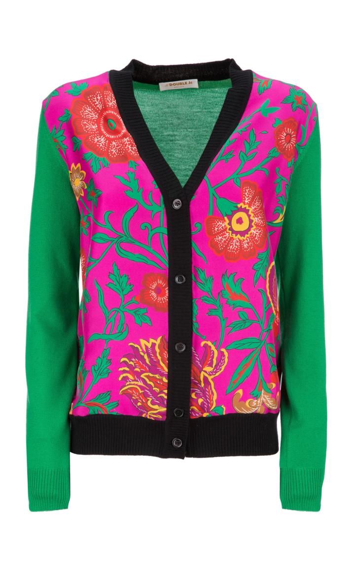 La Doublej Gemini Silk-wool Two-tone Cardigan
