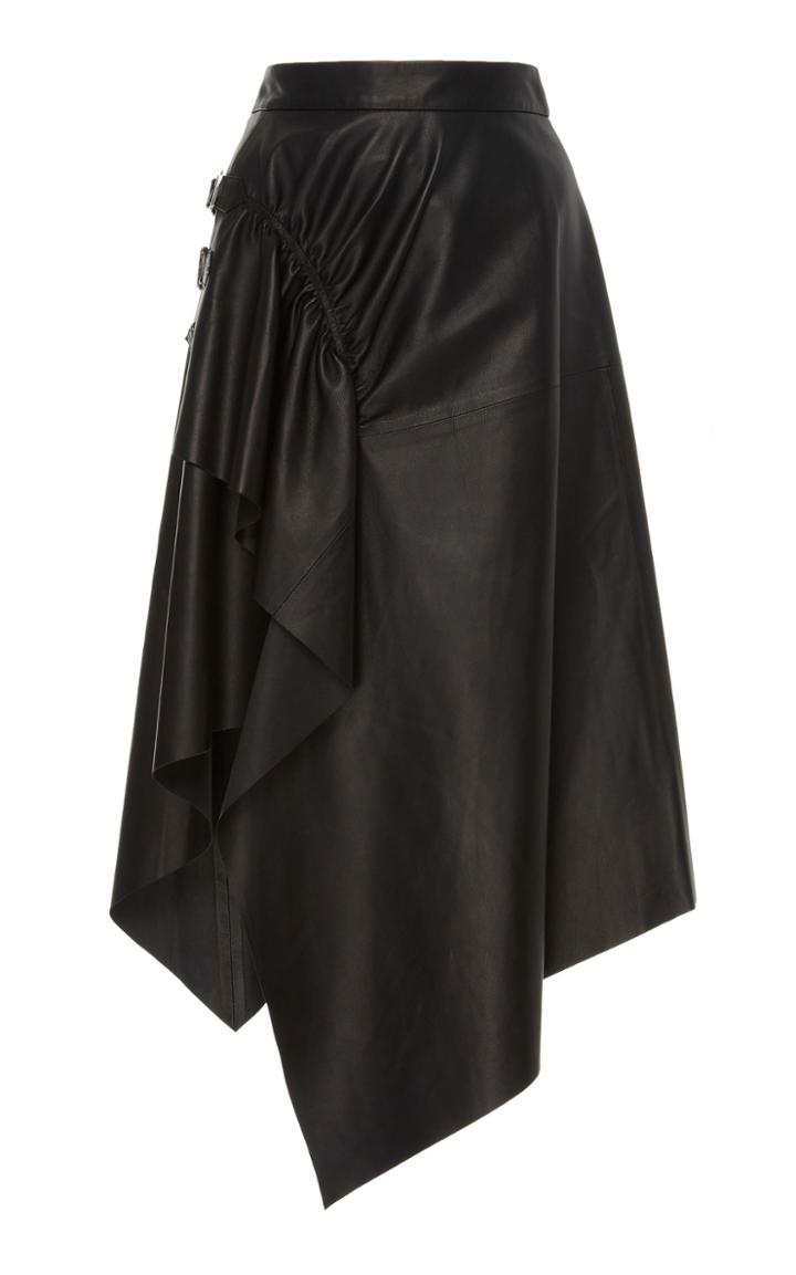 Nour Hammour Sally Asymmetrical Leather Skirt