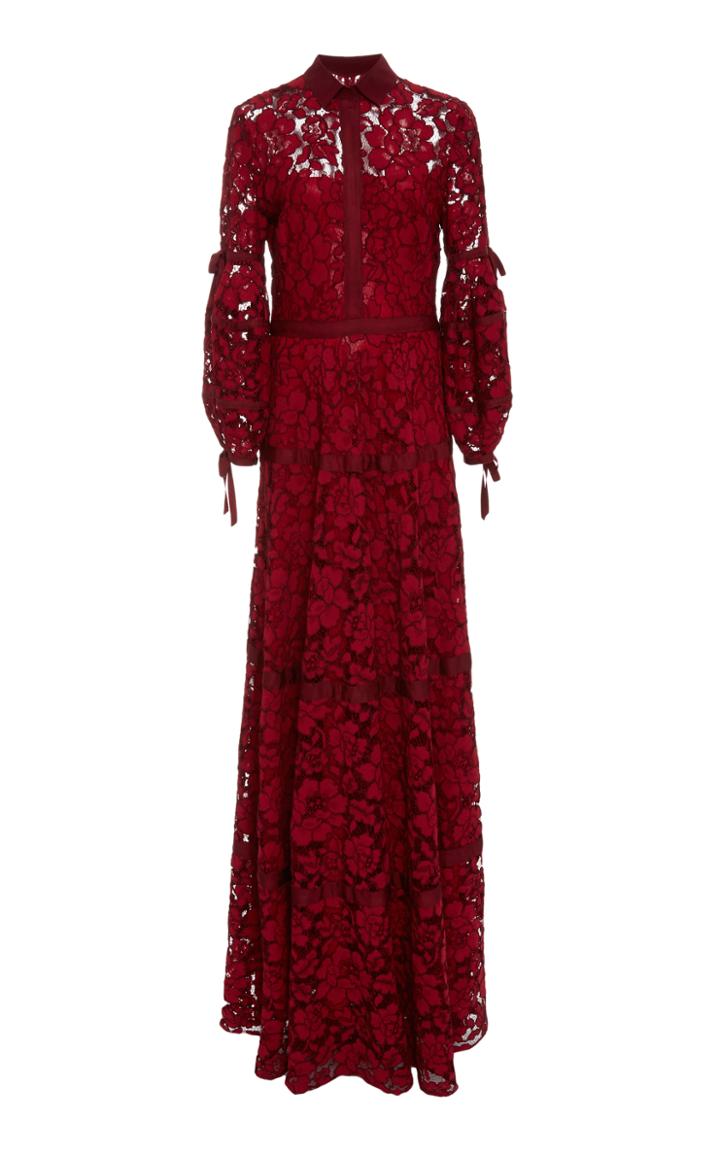 Lela Rose Full Sleeve Seamed Gown
