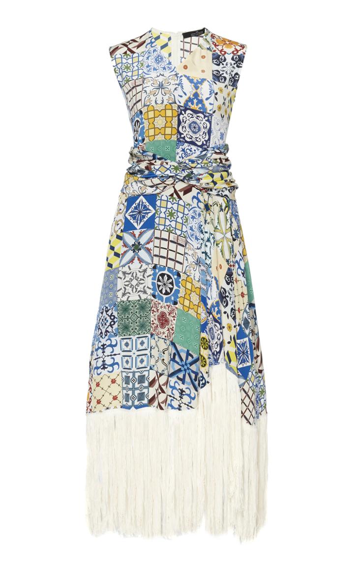 Moda Operandi Rokh Wrap Tassel Cotton Midi Dress Size: 32