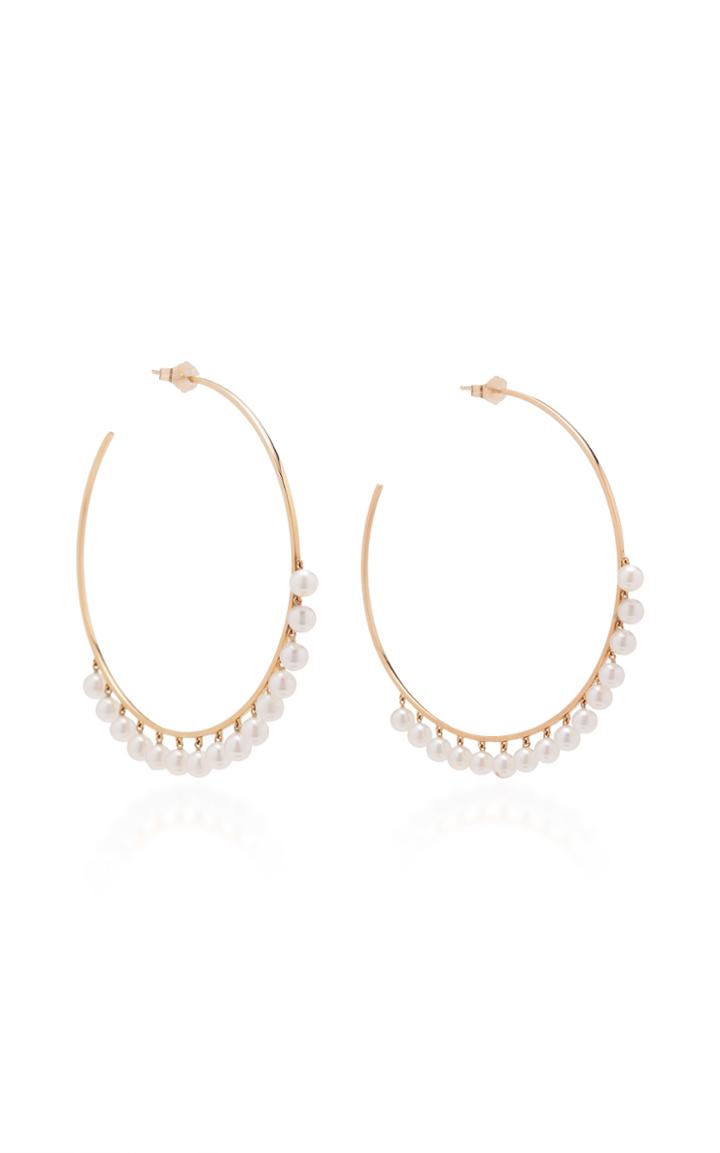 Sydney Evan Pearl Drop Large Hoops