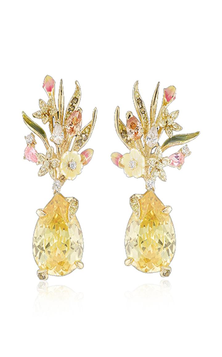 Anabela Chan Convertible Mini Posie Citrine 18k Gold Vermeil Earrings