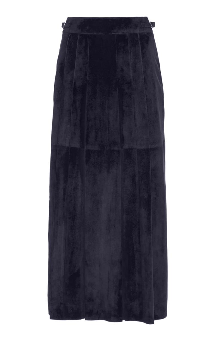 Gabriela Hearst Wesley Pleated Suede Skirt