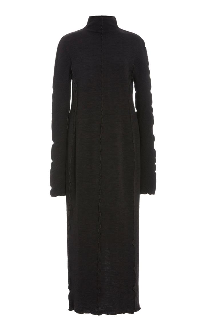 Jil Sander Ribbed Wool Turtleneck Midi Dress