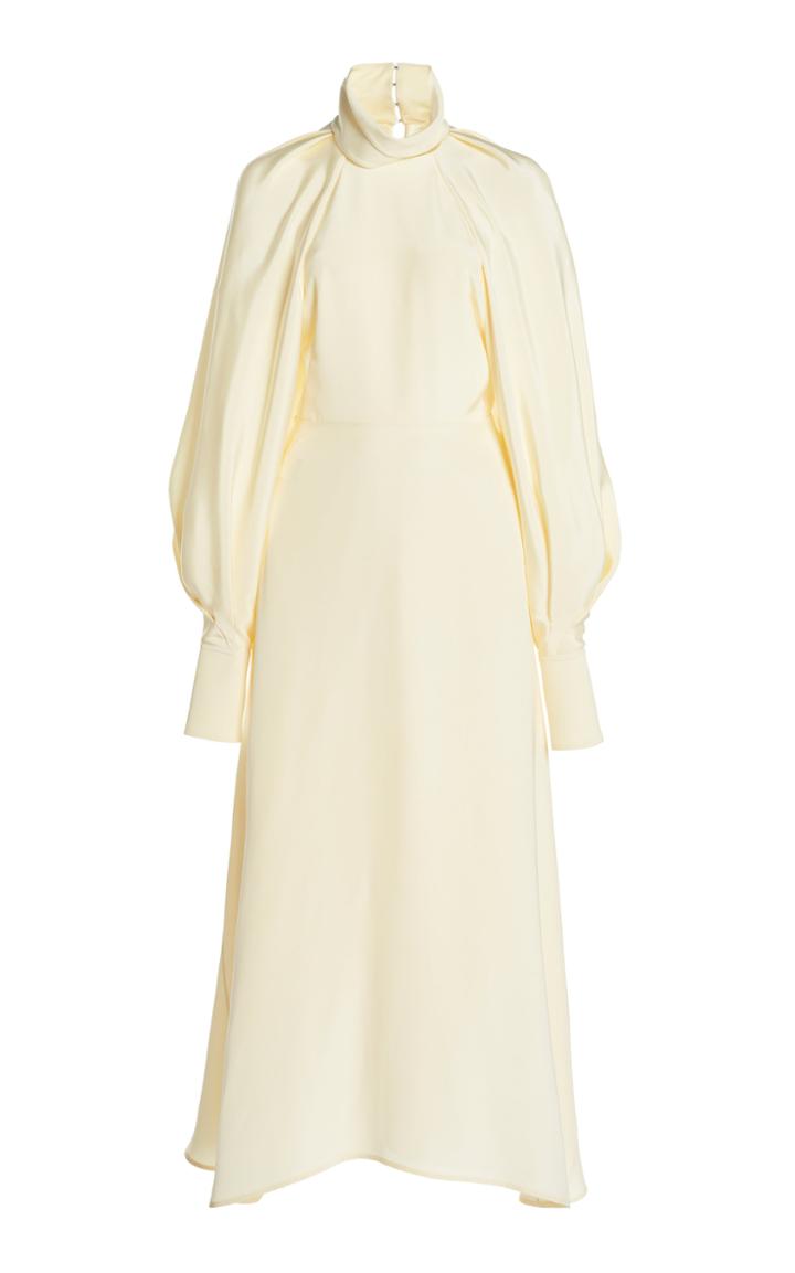 Moda Operandi Victoria Beckham Double-faced Crepe Draped-sleeve Silk Shirt Dress