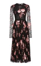 Giambattista Valli Floral Lace-sleeve A-line Dress