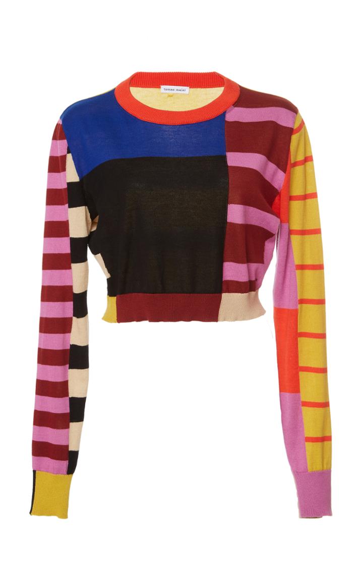 Tomas Maier Colorblock Cropped Sweater