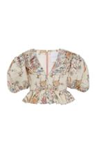 Markarian Exclusive Bernadetto Floral Peplum Cropped Top