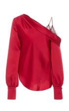 Jonathan Simkhai Cold-shoulder Satin And Lace Top