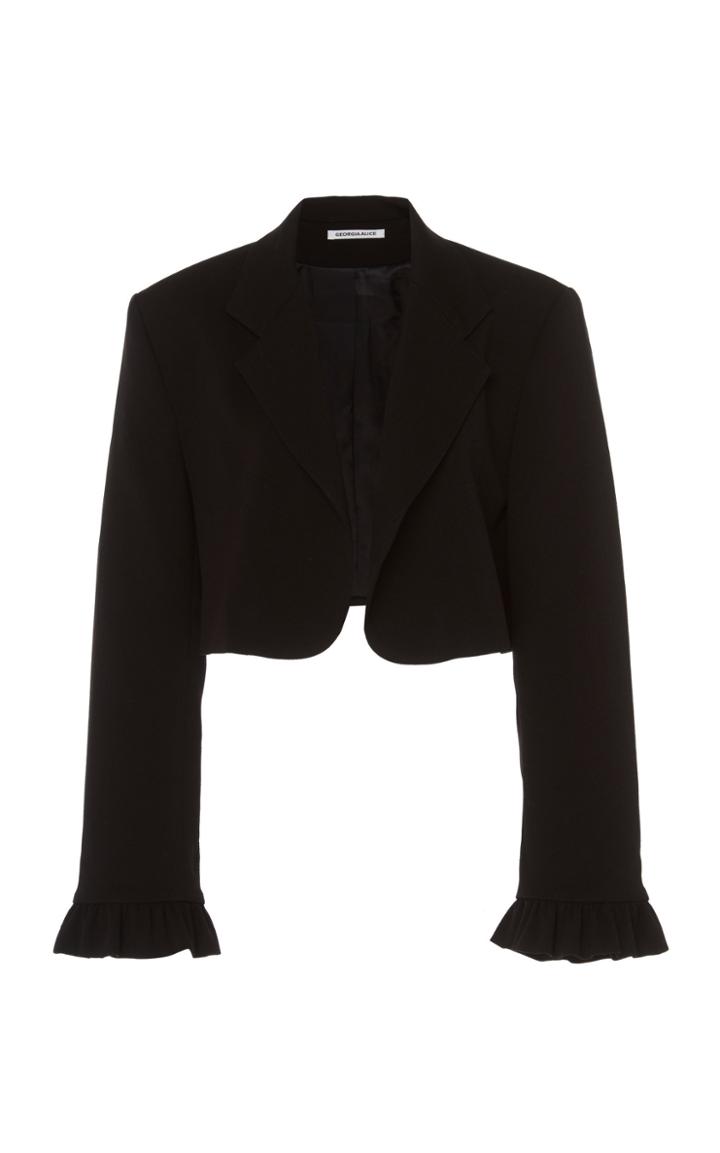 Georgia Alice Ruffle Cropped Crepe Blazer