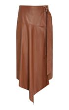 Tibi Draped Asymmetric Leather Midi Skirt