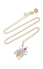 Fox And Bond Edwardian Diamond Ruby And 14k Gold Bug Pendant Necklace
