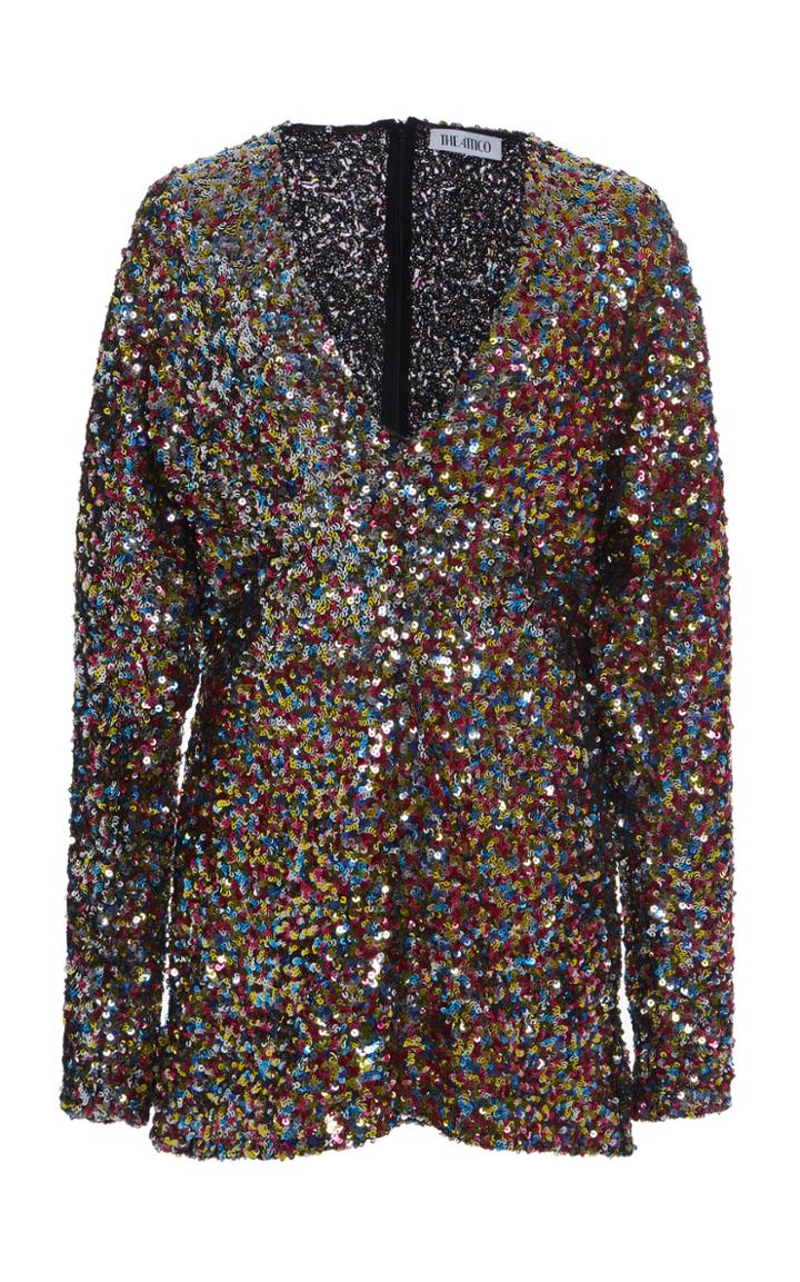 Attico Sequined Mesh Mini Dress