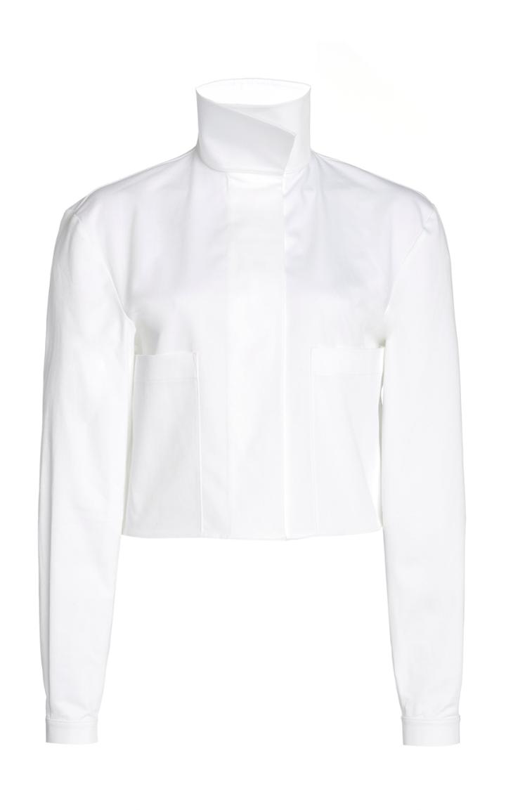 Moda Operandi Piece Of White Pauline High-neck Crop Cotton-blend Poplin Shirt