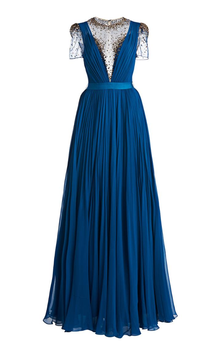 Moda Operandi Jenny Packham Pleated Chiffon Gown