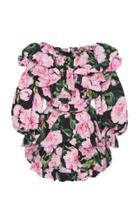 Dolce & Gabbana Gathered Poplin Peony Printed Dress