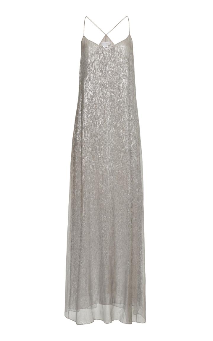 Marie France Van Damme Metallic Silk-blend Maxi Dress Size: 0