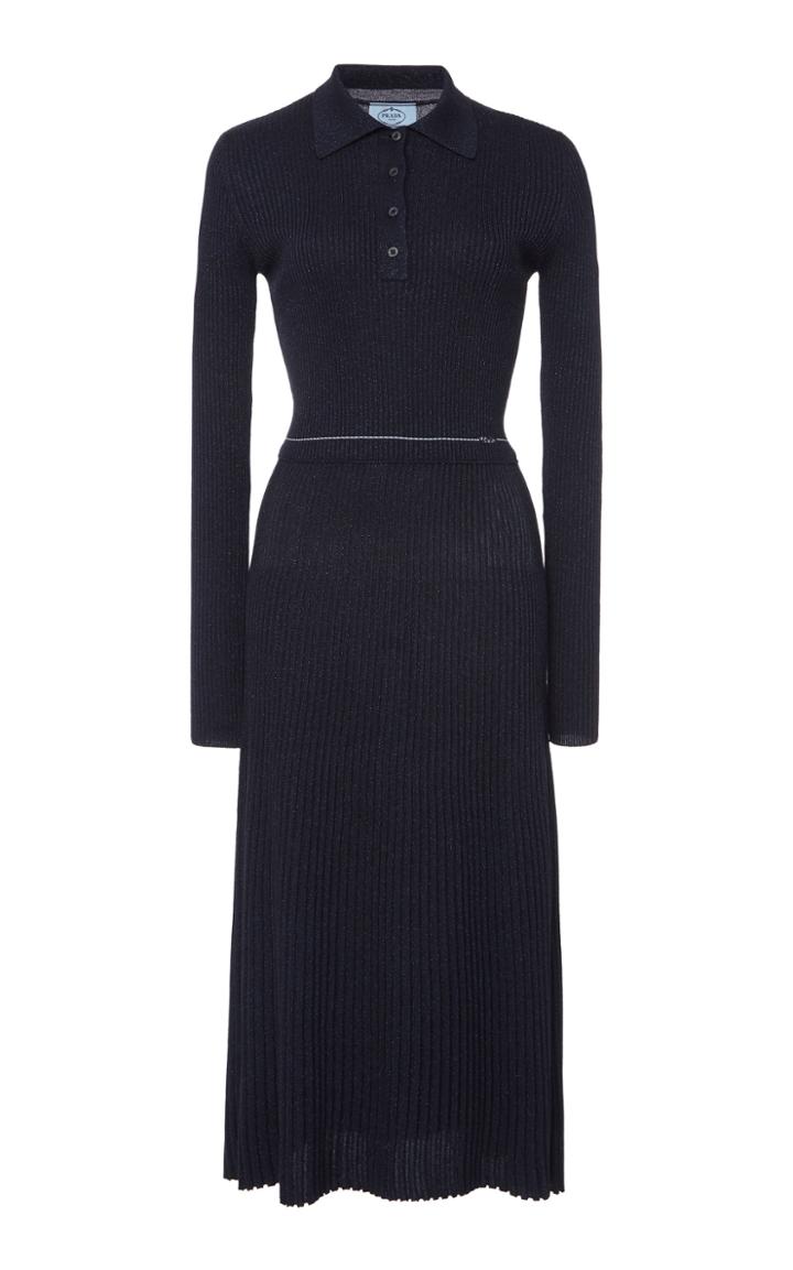 Prada Wool-blend Lurex Midi Dress