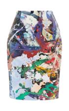 Nicholas Paint Denim Pencil Skirt