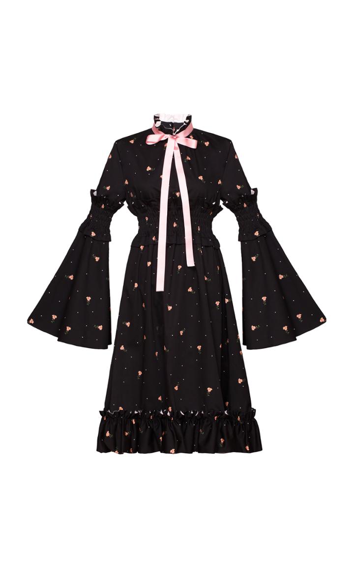 Marianna Senchina Smocked Flared Sleeve Dress